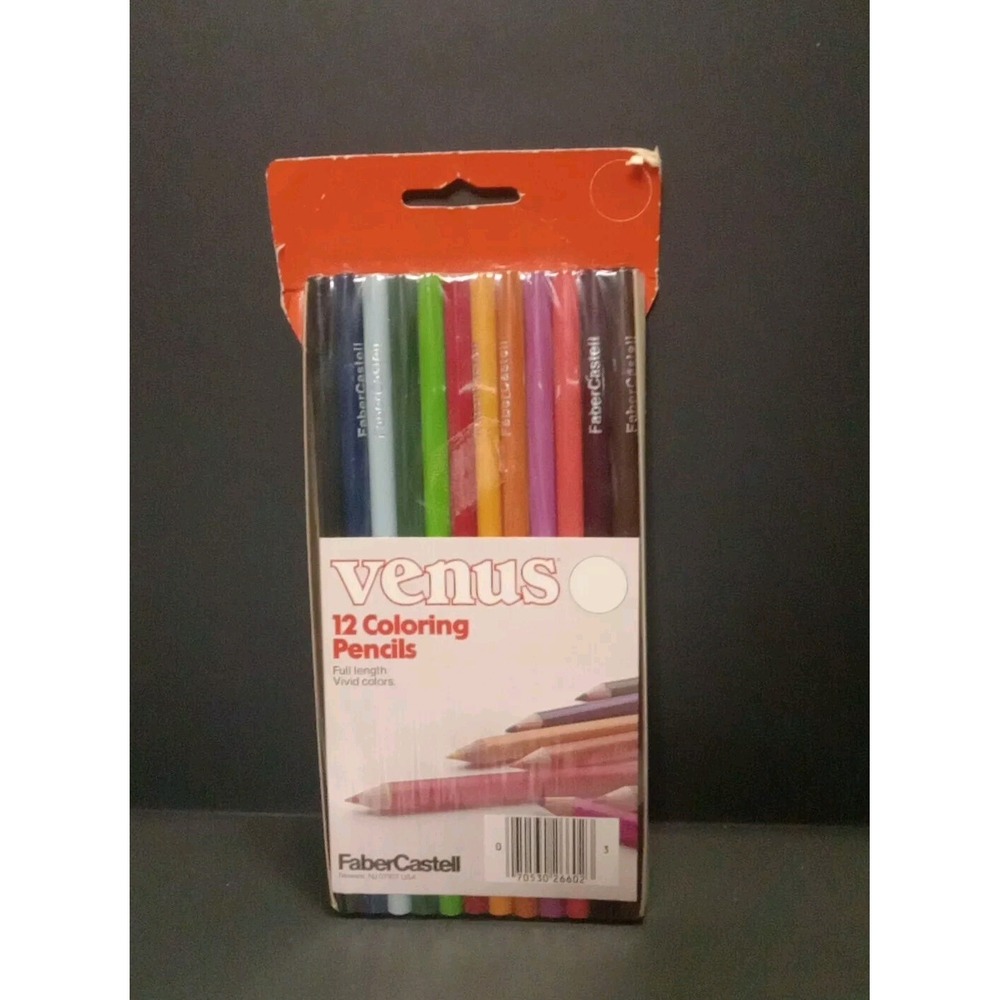 VENUS Cedar Wood Full Length Vivid Colors Sealed Pencil Set Castell 12 Vintage